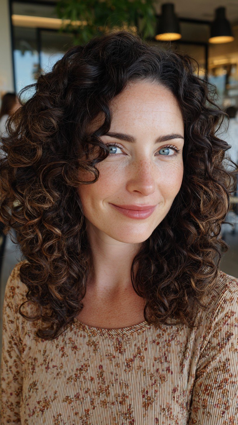 Radiant Natural Brunette Spiral Curls