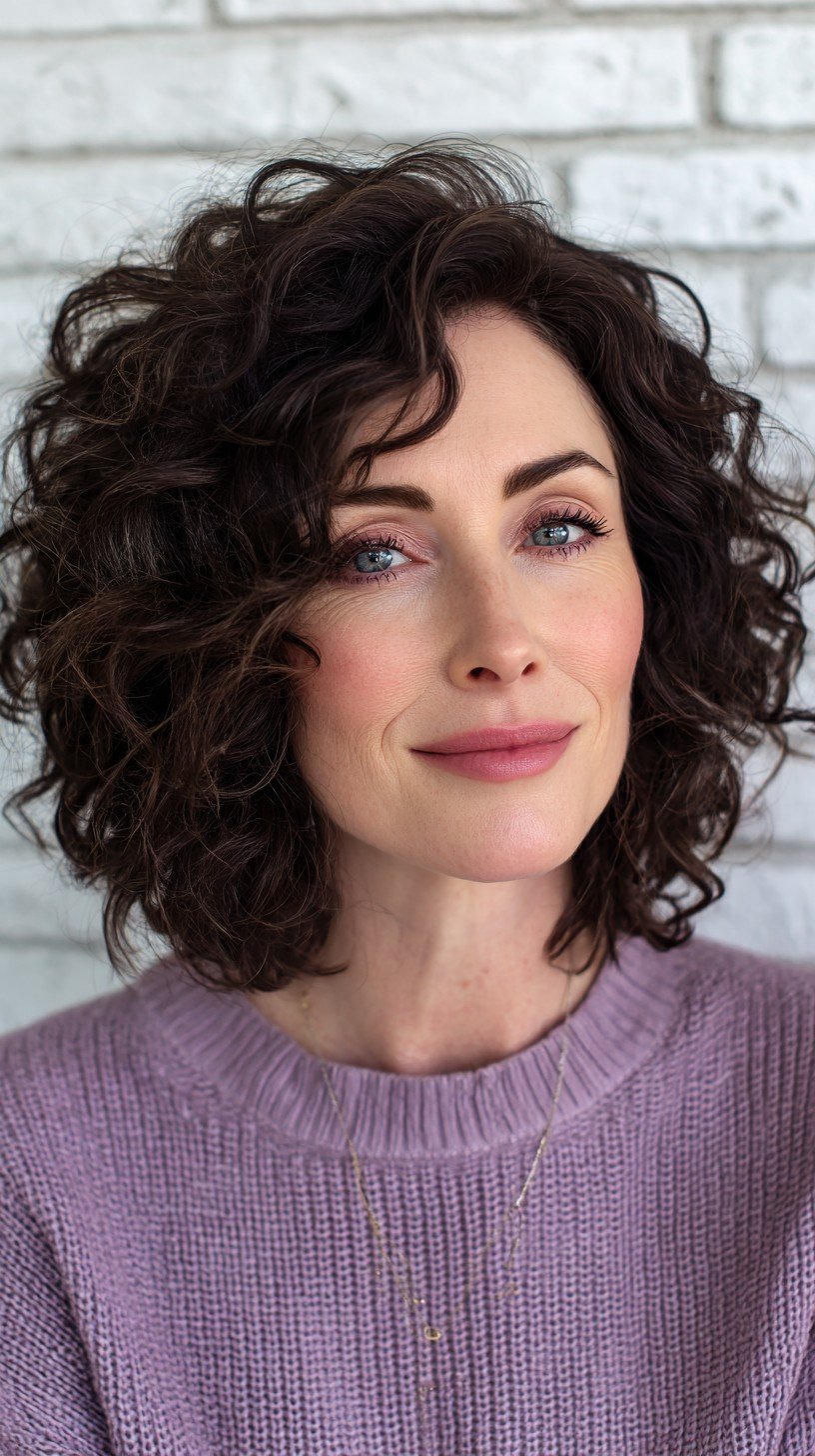 Soft Espresso Tousled Curls with Natural Flow