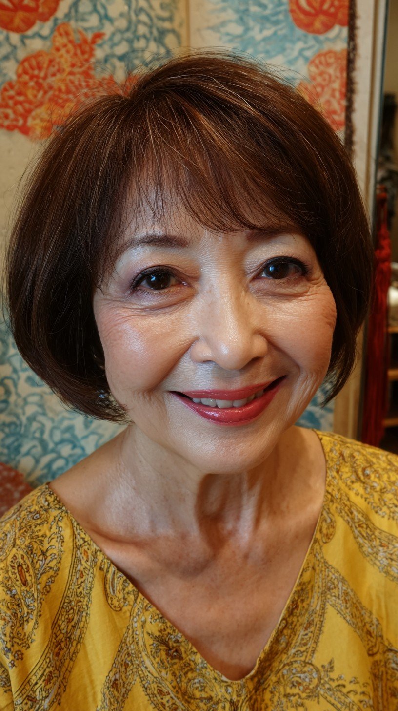 Vibrant Auburn Bob with Side-Swept Bangs