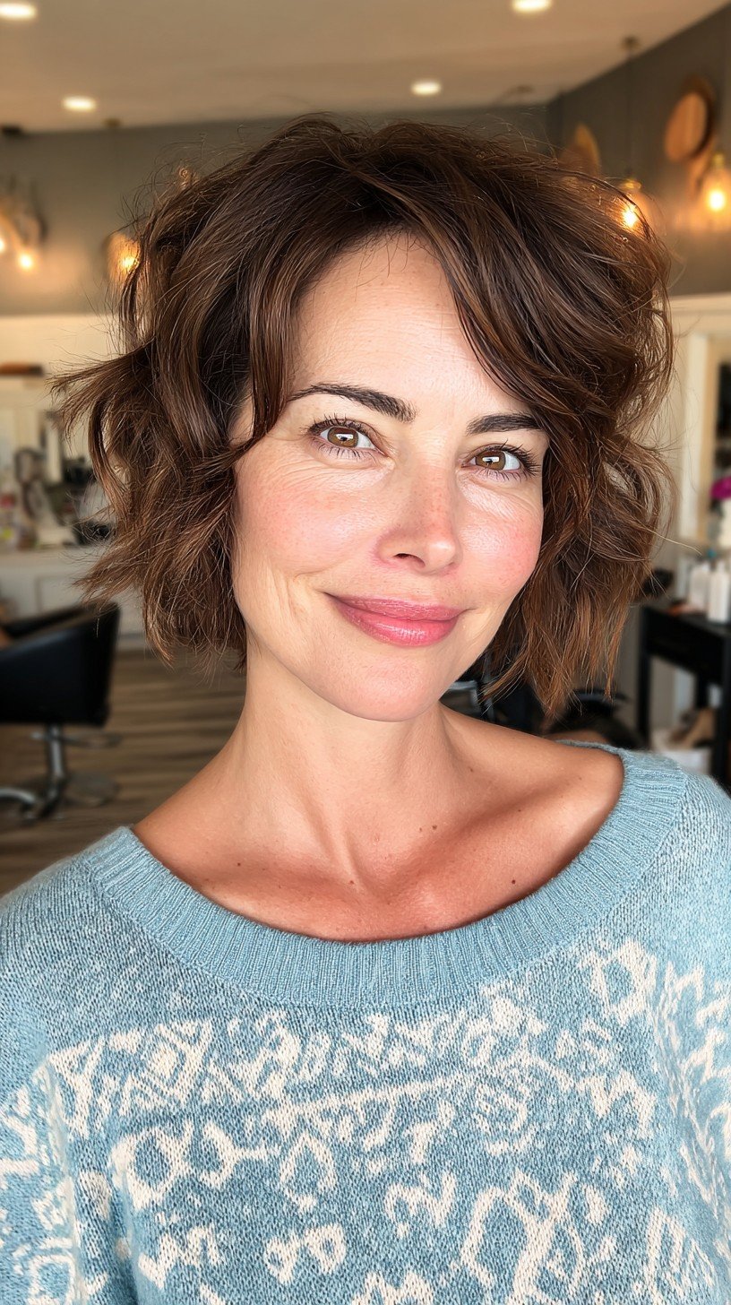 Breezy Tousled Bob with Natural Highlights