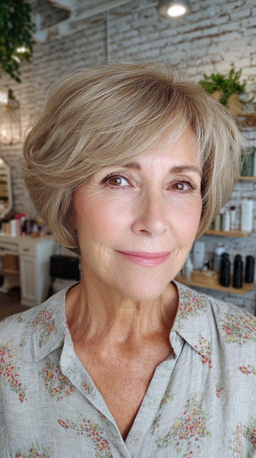 Chic Ash-Blonde Layered Bob for Timeless Elegance