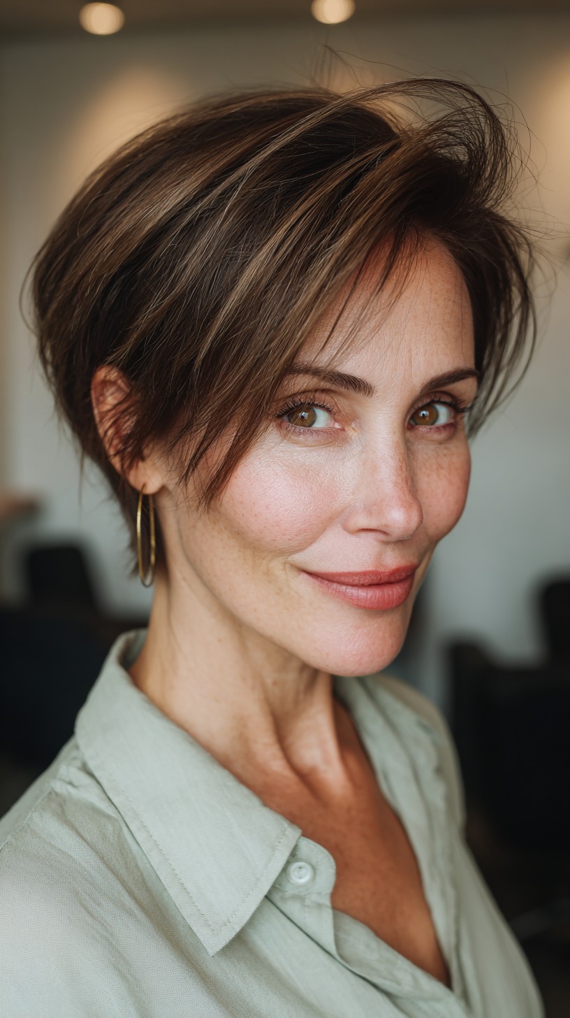 Chic Bronzed Layered Crop with Side Sweep