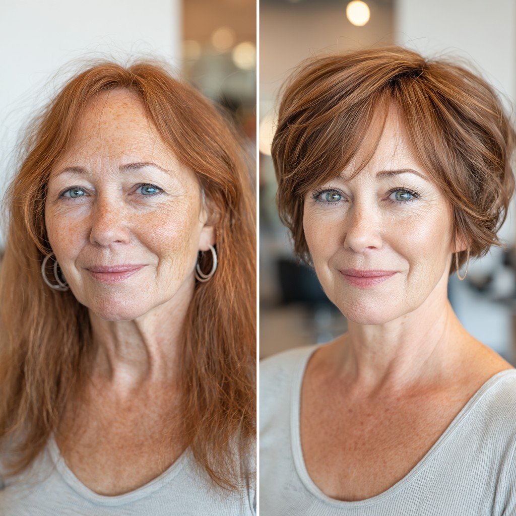 Chic Copper Layered Bob with Volumizing Curls