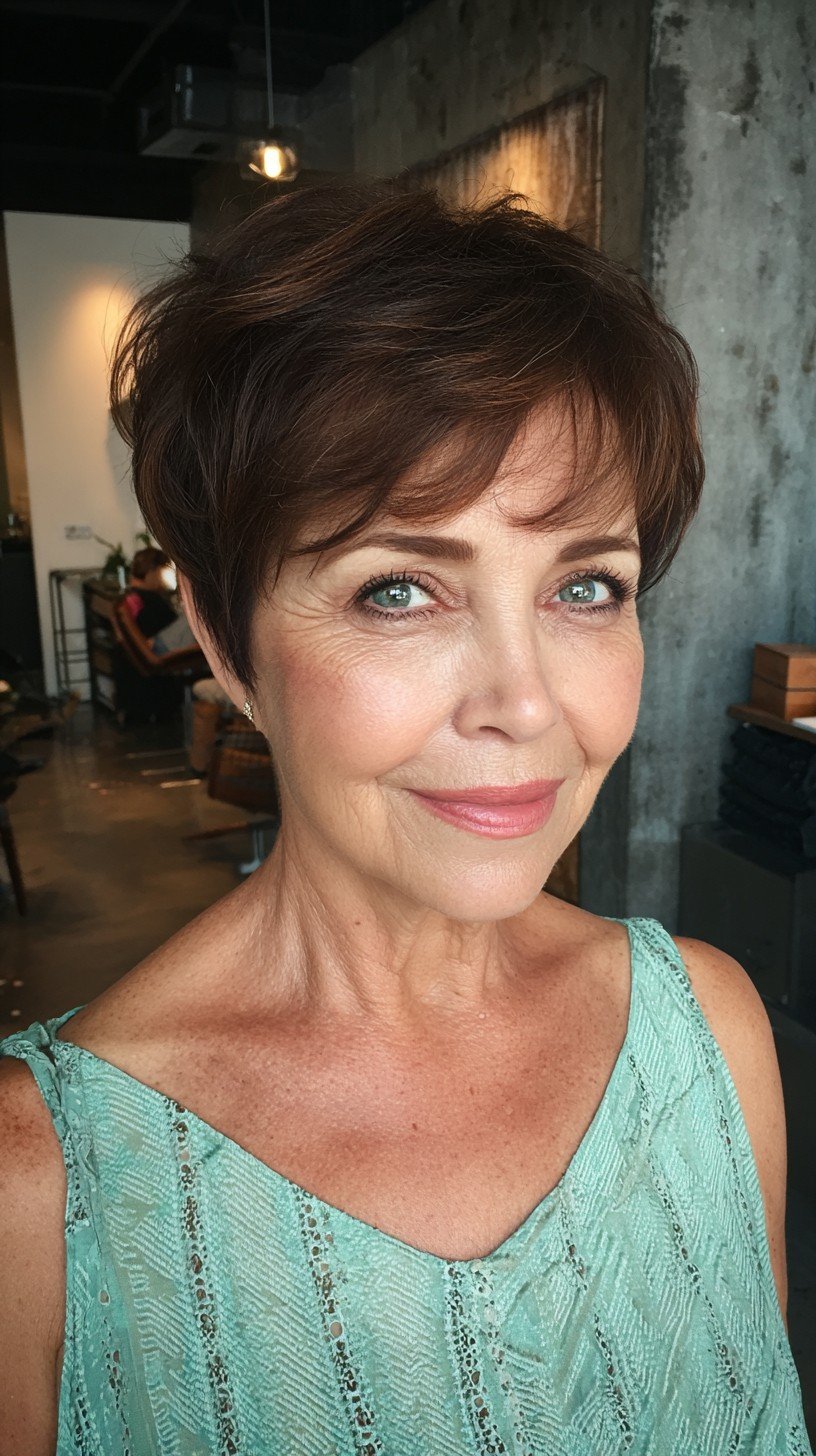 Dynamic Chestnut Textured Pixie