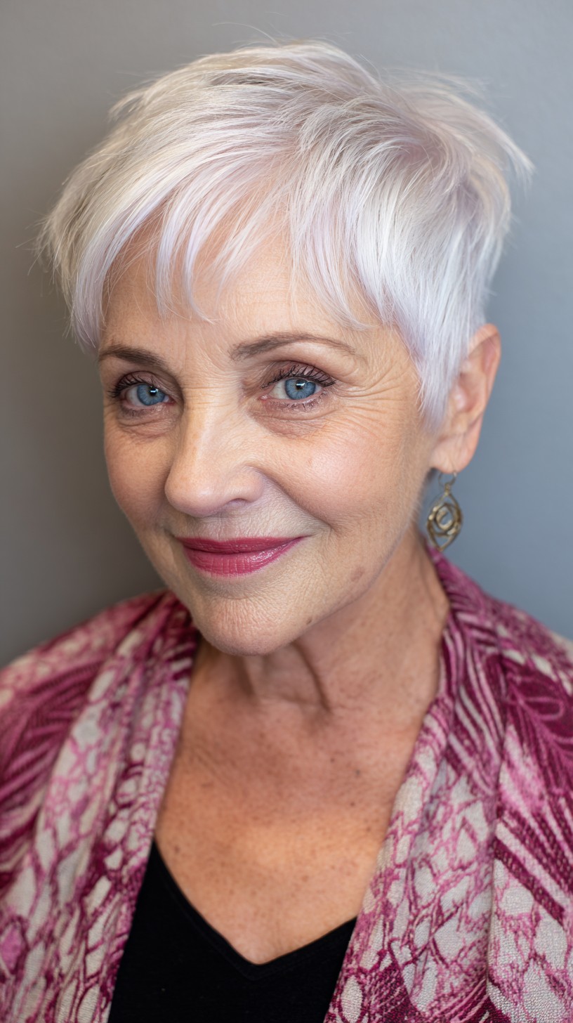 Platinum Pixie Cut for Elegant Mature Style