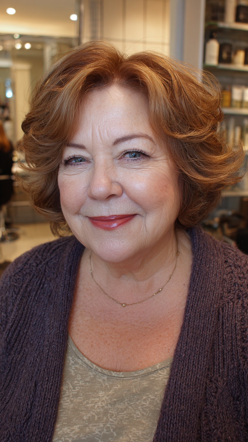 Rich Auburn Stacked Layers with Soft Waves