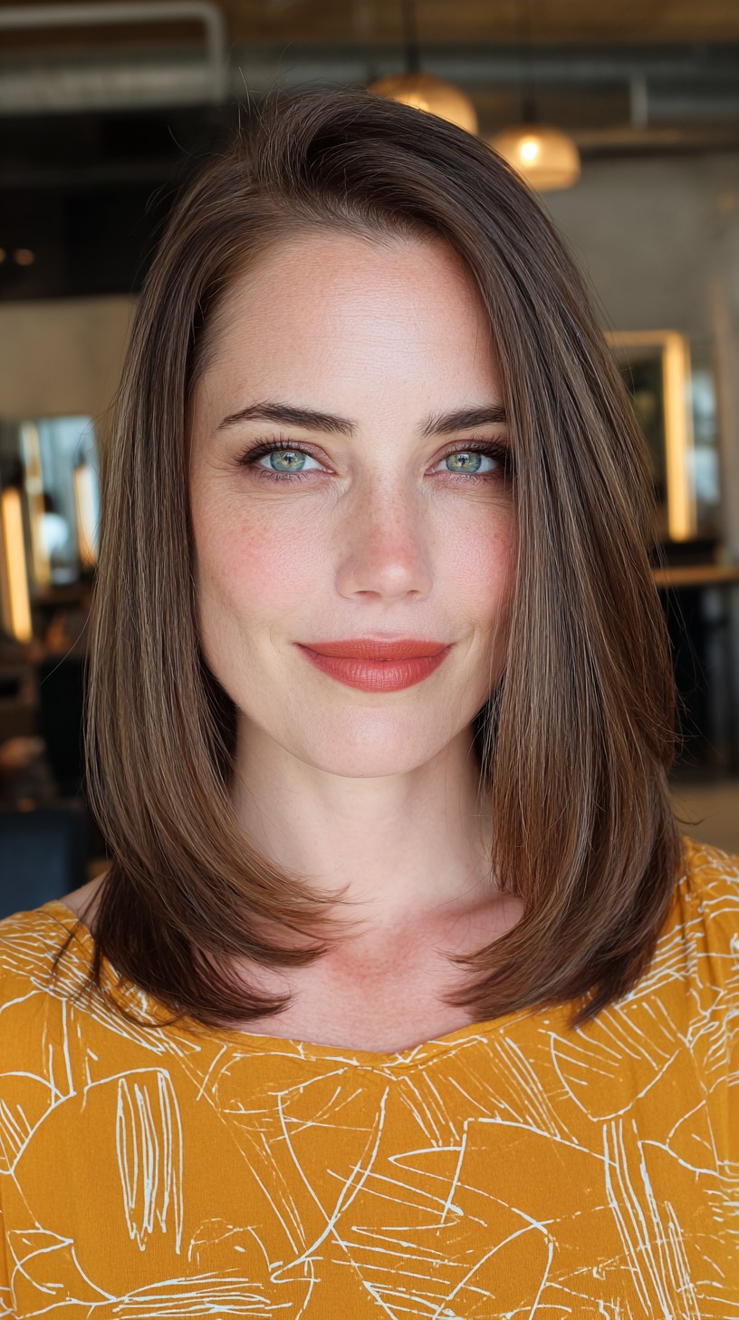 Sleek Chocolate Brown Bob with Natural Texture