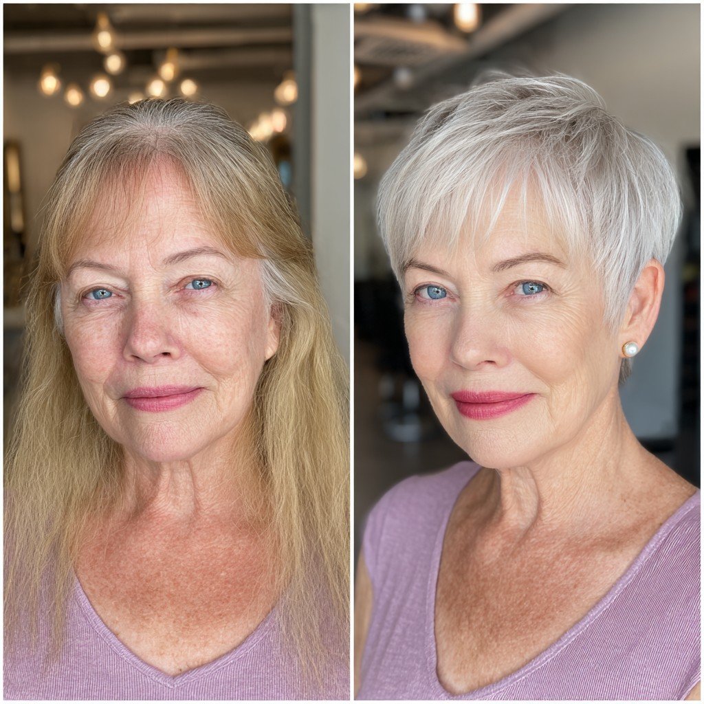 Sleek Silver Pixie Transformation