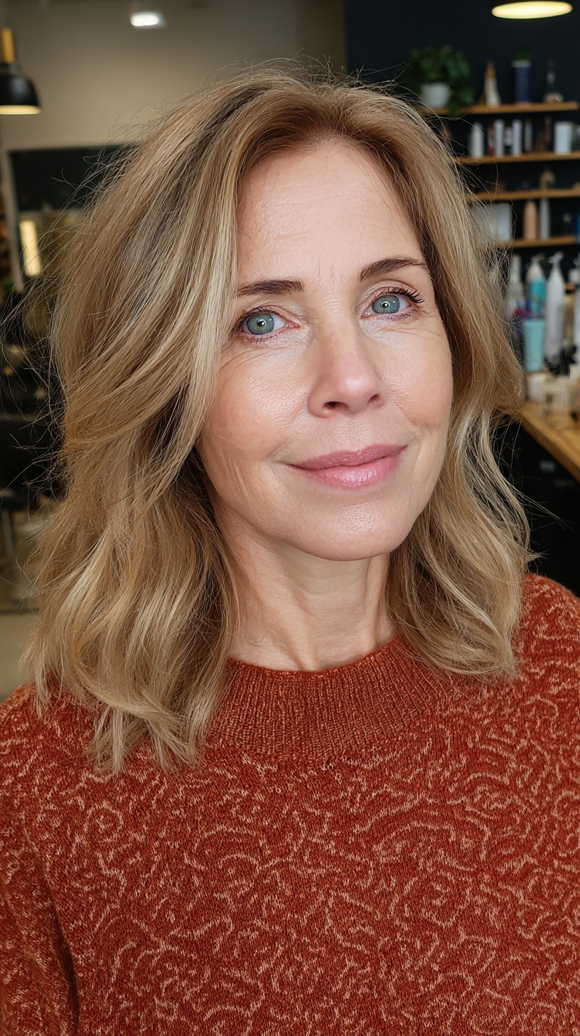 Subtle Ash Blonde Waves with Soft Contrast