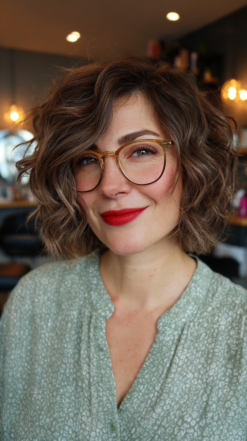 Effortless Brunette Waves with Soft Fringe