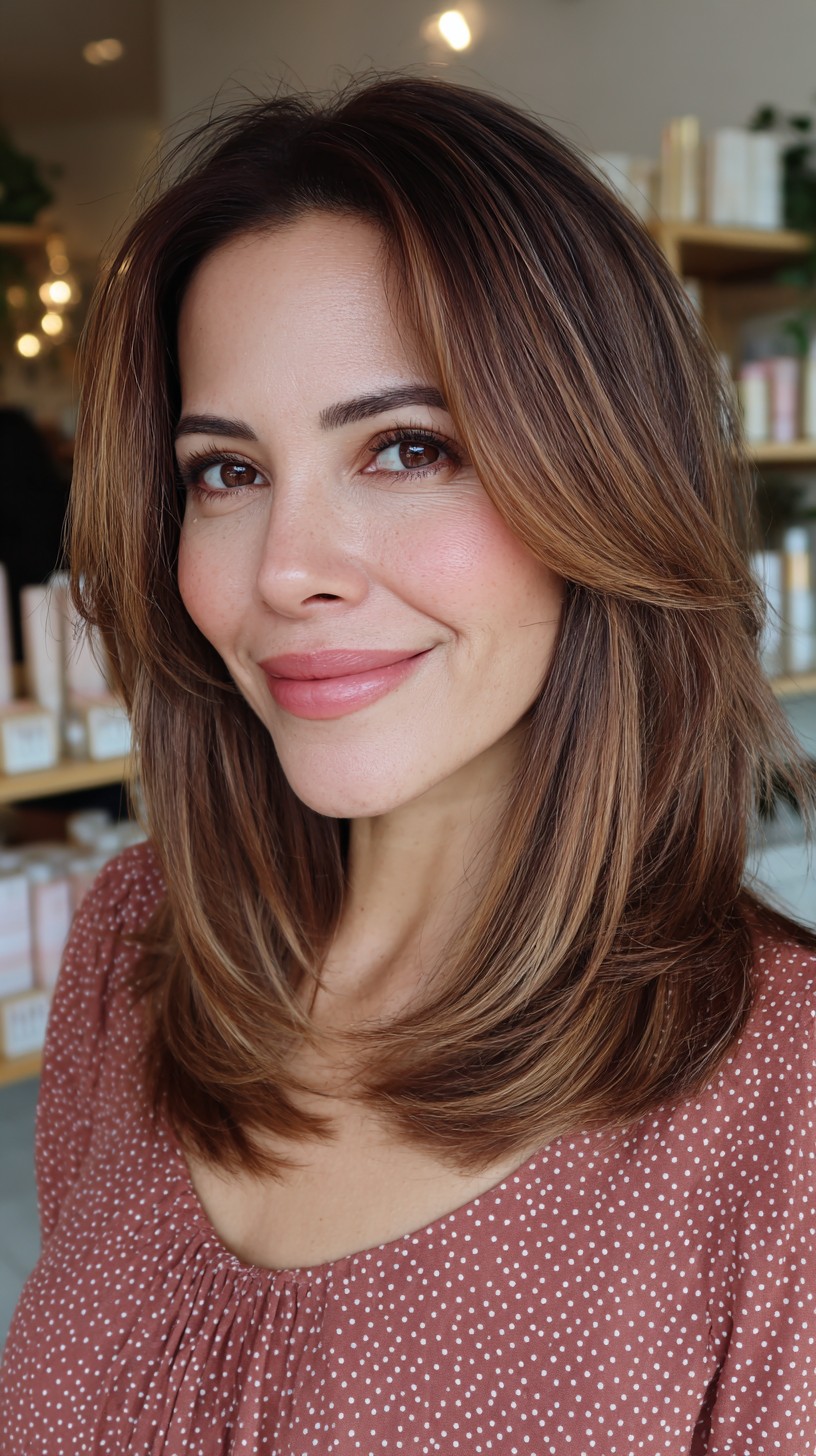 Chic Cinnamon Swirl Layered Bob