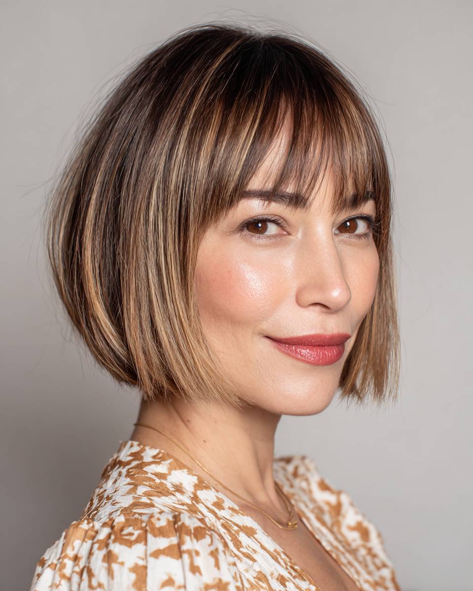 Chic Textured Bob with Soft Bangs