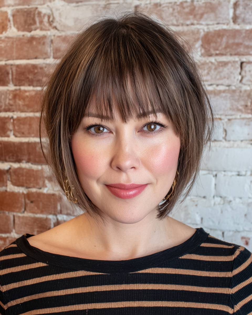 Chic Textured Bob with Soft Blunt Bangs