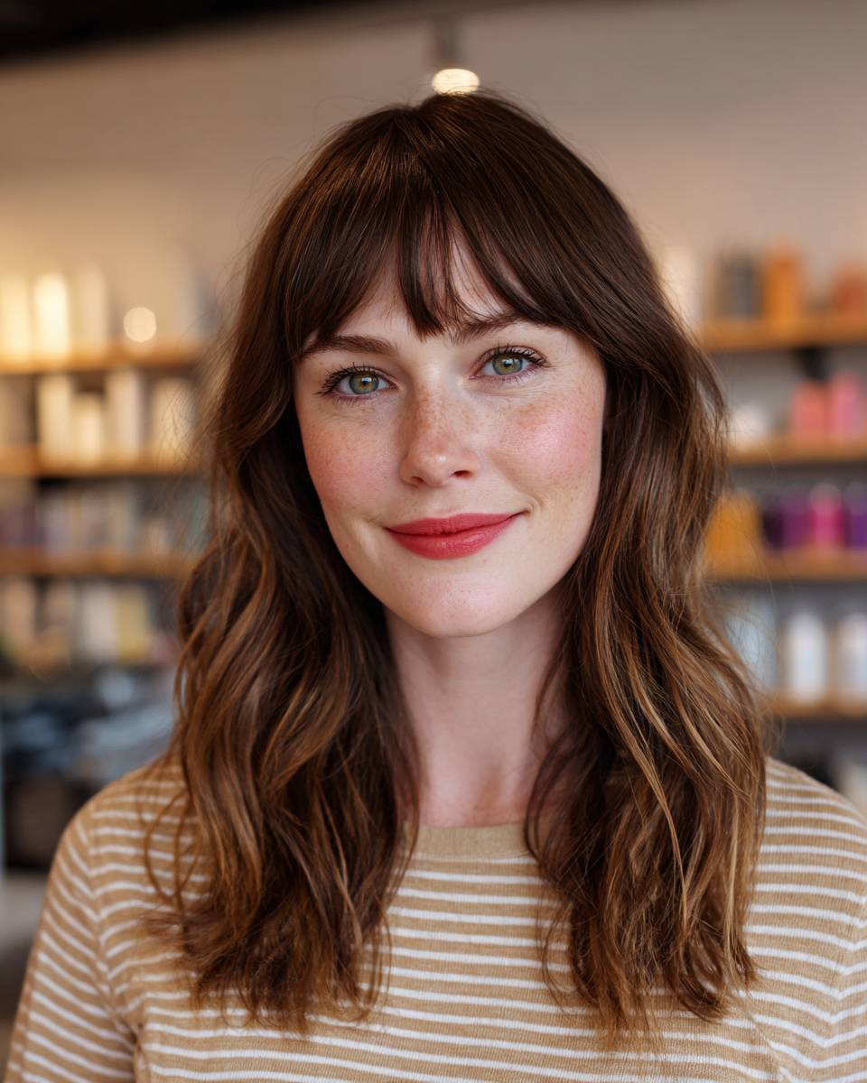 Effortless Textured Waves with Soft Curtain Bangs