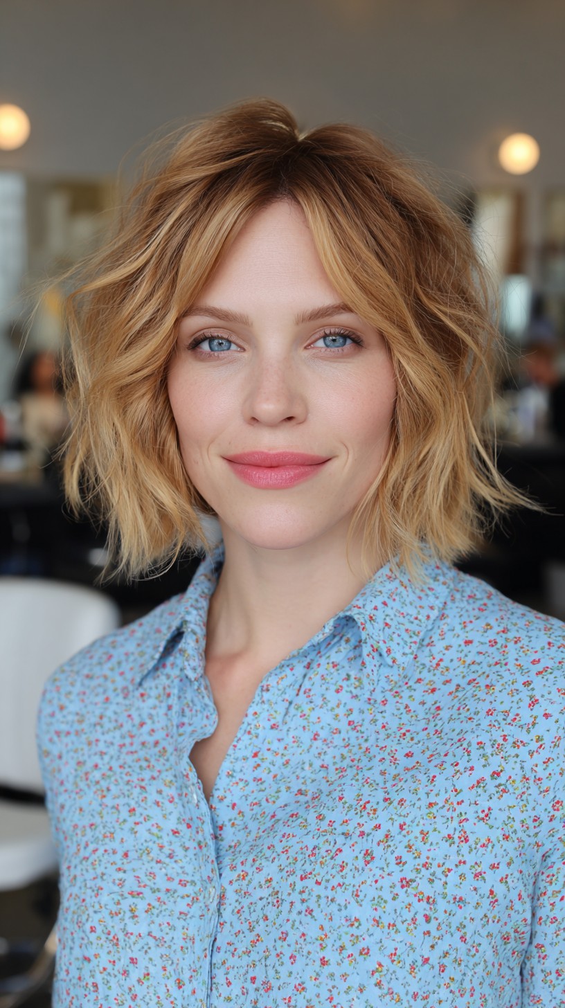 Light Golden Loose Waves with Gentle Fringe