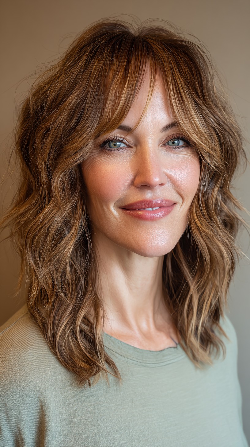 Rich Copper Layered Bob with Soft Waves