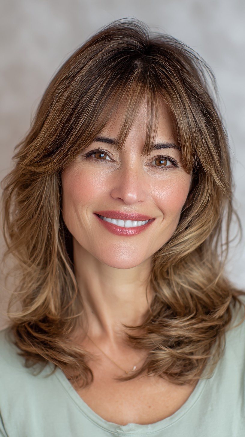 Soft Chestnut Waves with Delicate Face-Framing Highlights