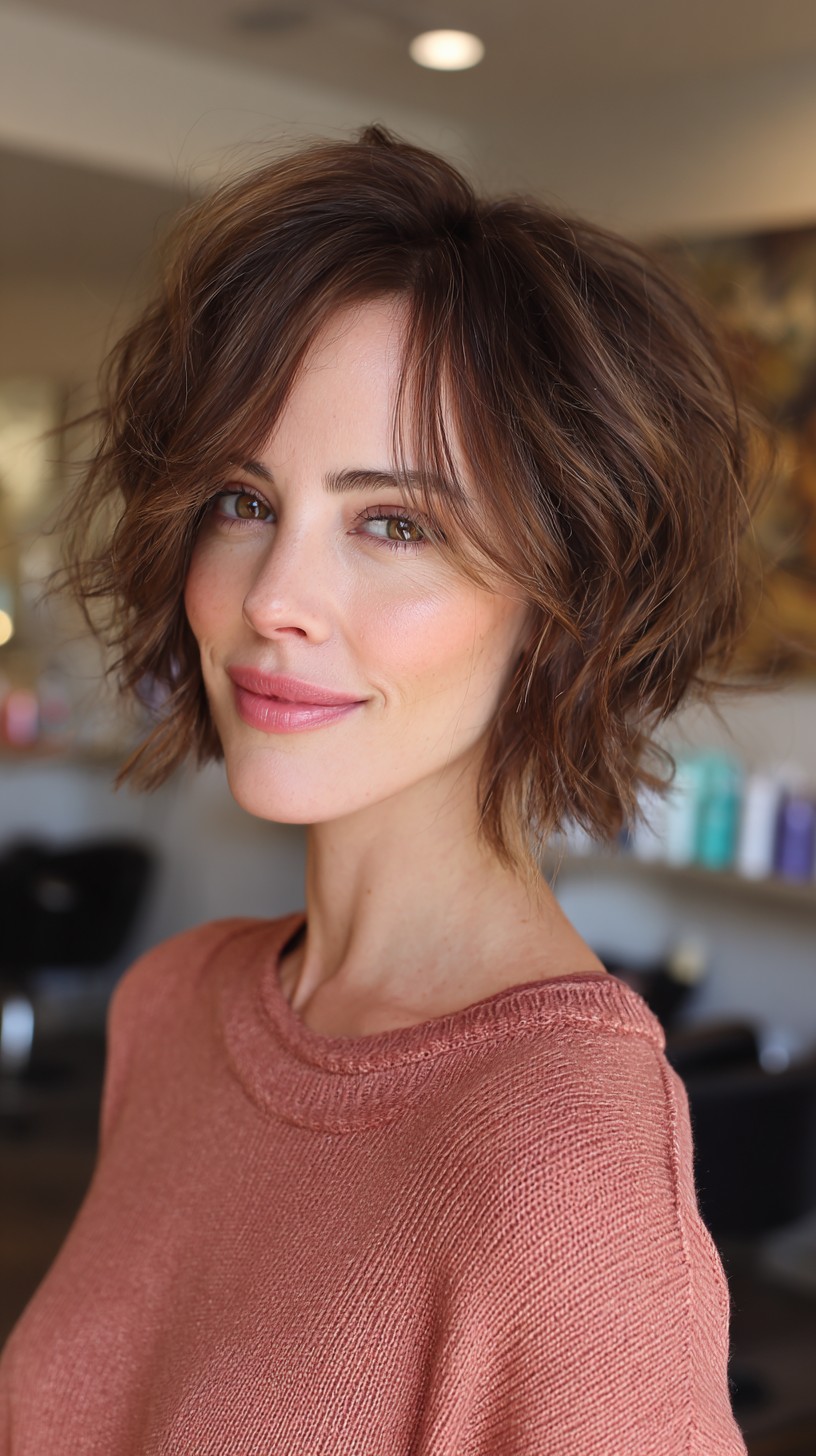 Textured Tousled Bob with Subtle Highlights