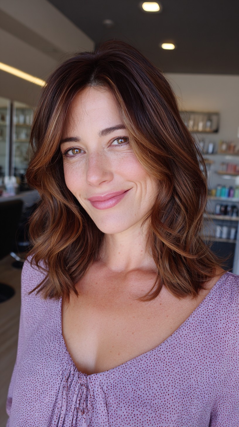 Vibrant Chestnut Waves with Soft Highlights