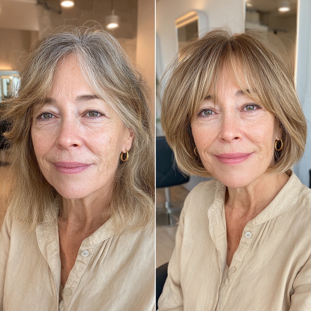 Chic Bronde Textured Bob with Feathered Ends
