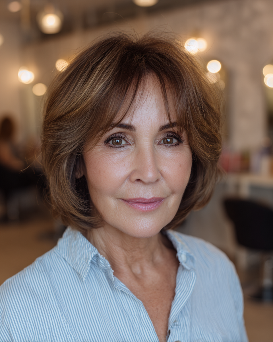 Chic Layered Chin-Length Bob with Face-Framing Layers