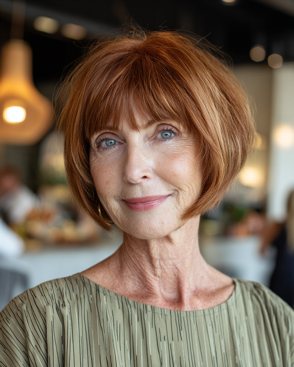 Chic Textured Chin-Length Bob with Soft Bangs