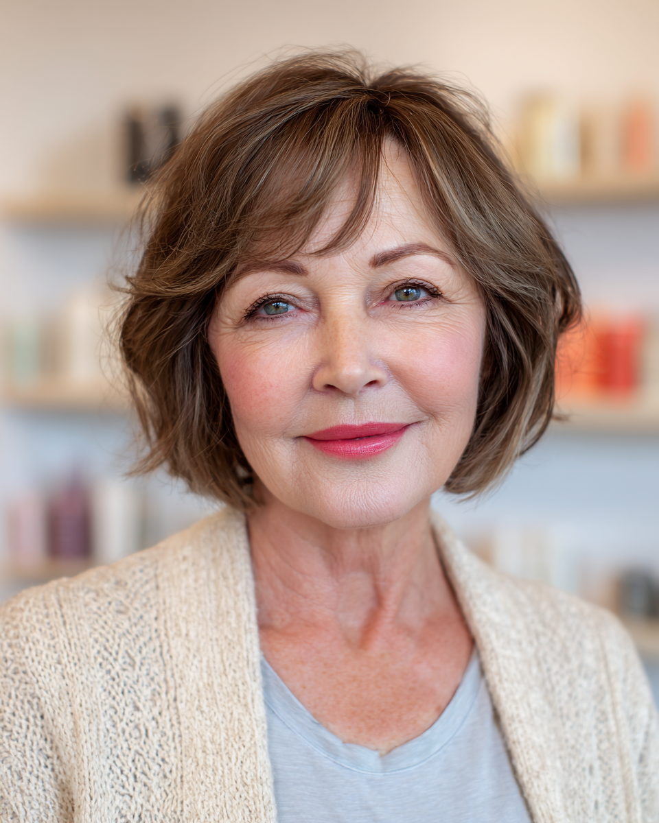 Chic Textured Chin-Length Bob with Soft Face-Framing Layers