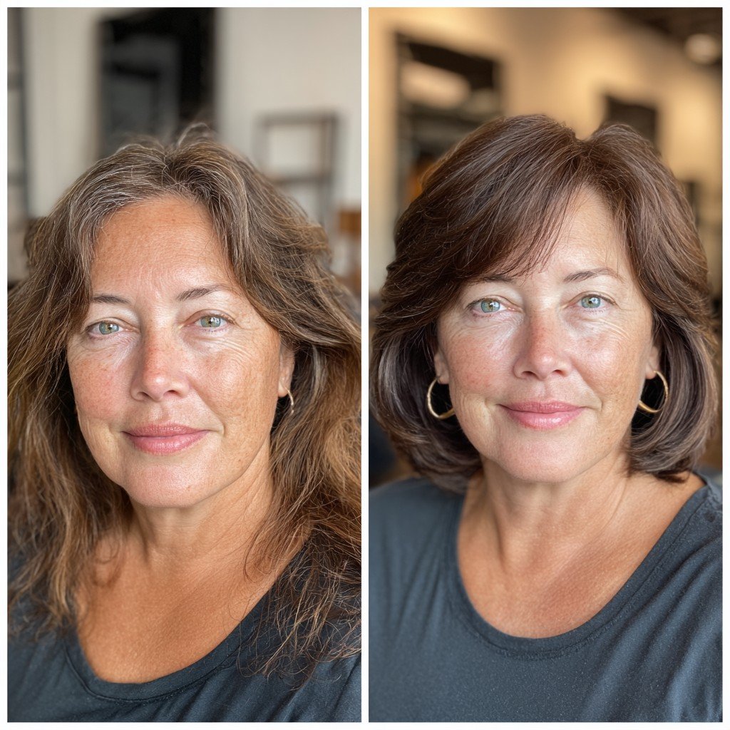 Classic Chestnut Bob with Subtle Waves