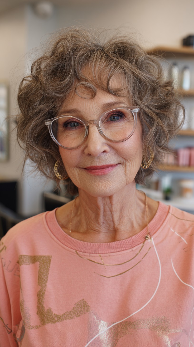 Effortlessly Curled Silver Layering with Glasses
