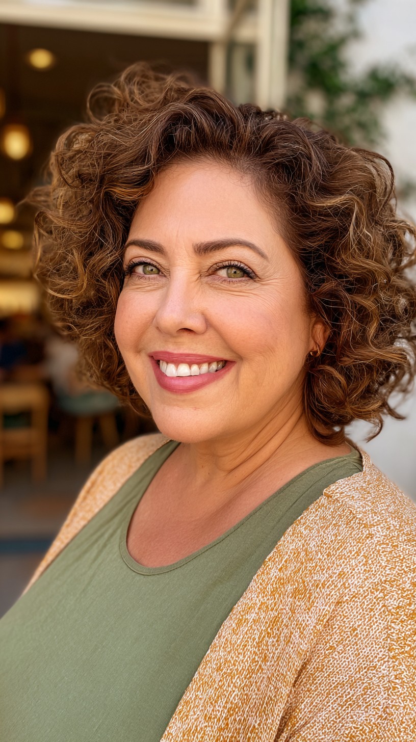 Lush Chestnut Curls with Voluminous Texture
