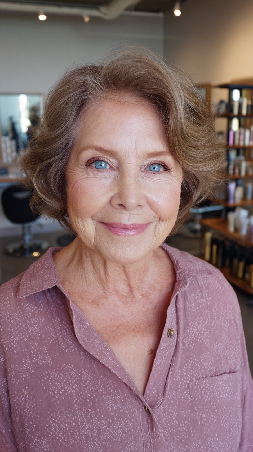 Silvery Bronde Layered Bob for Mature Charm