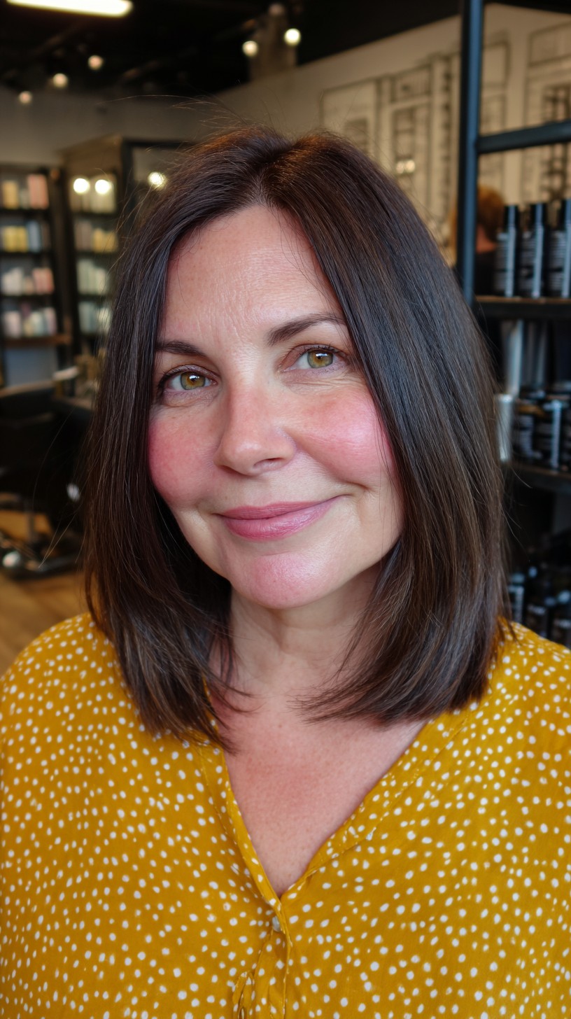 Sleek Chestnut Bob with Soft Texturing