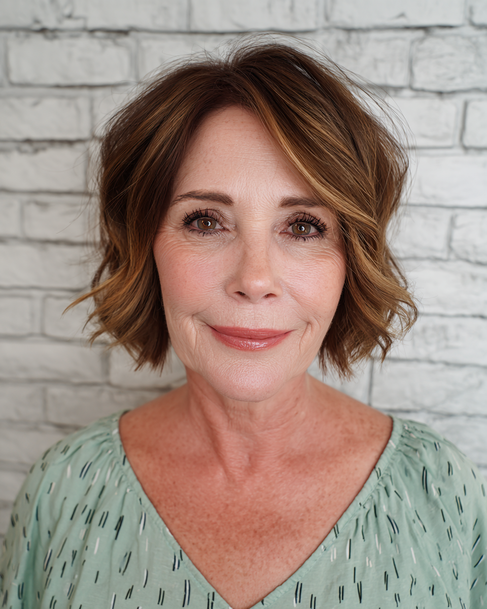 Textured Chin-Length Bob with Soft Waves