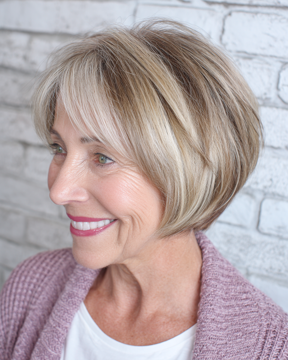 Textured Chin-Length Bob with Subtle Highlights
