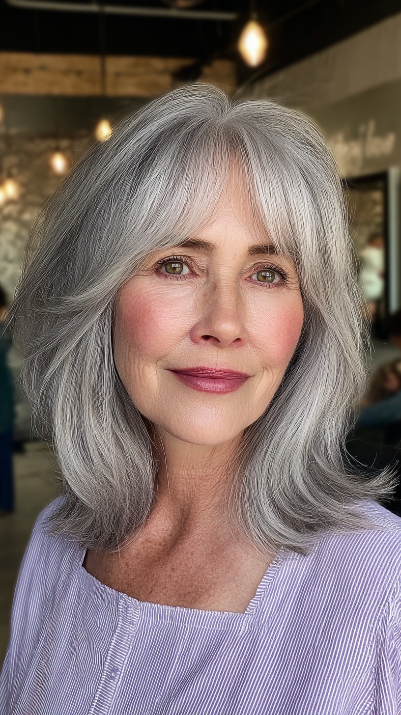 Effortless Silver Waves with Curtain Fringe
