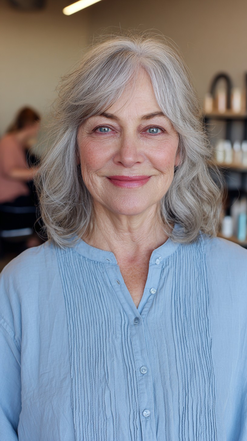 Frosted Silver Textured Bob with Natural Waves