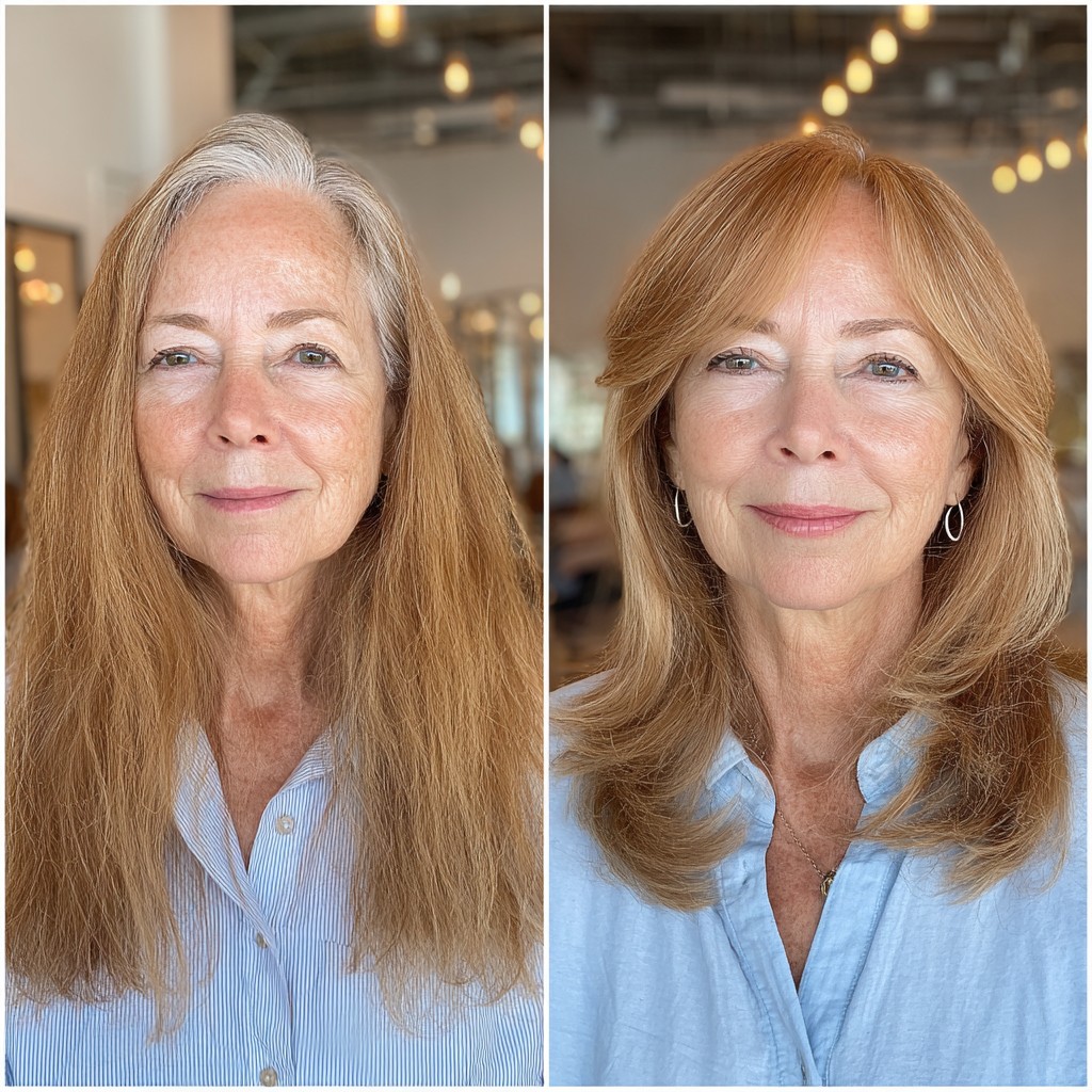 Golden Blonde Transformation with Voluminous Layering