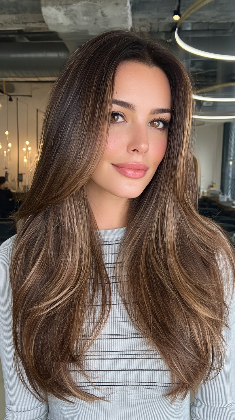 Layered Cinnamon Toffee Blend for Long Hair