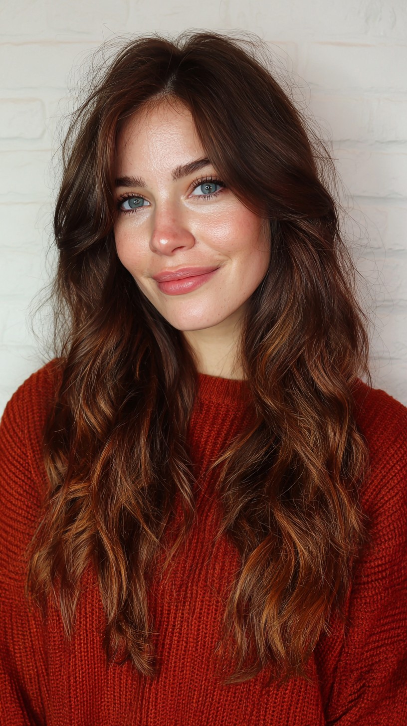 Luscious Chestnut Waves with Subtle Highlights