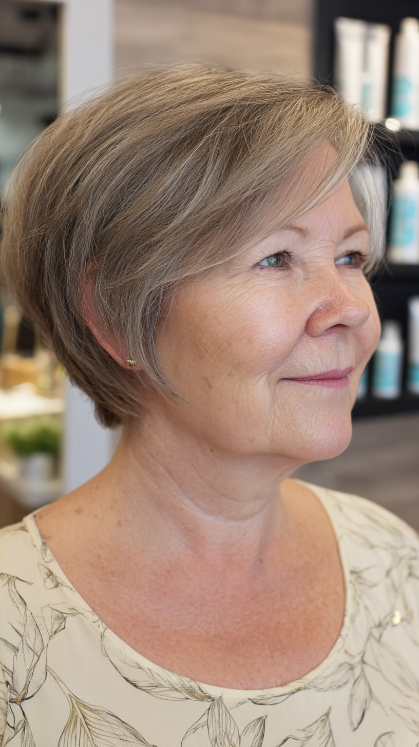 Sleek Silver Layered Bob with Face-Framing Highlights