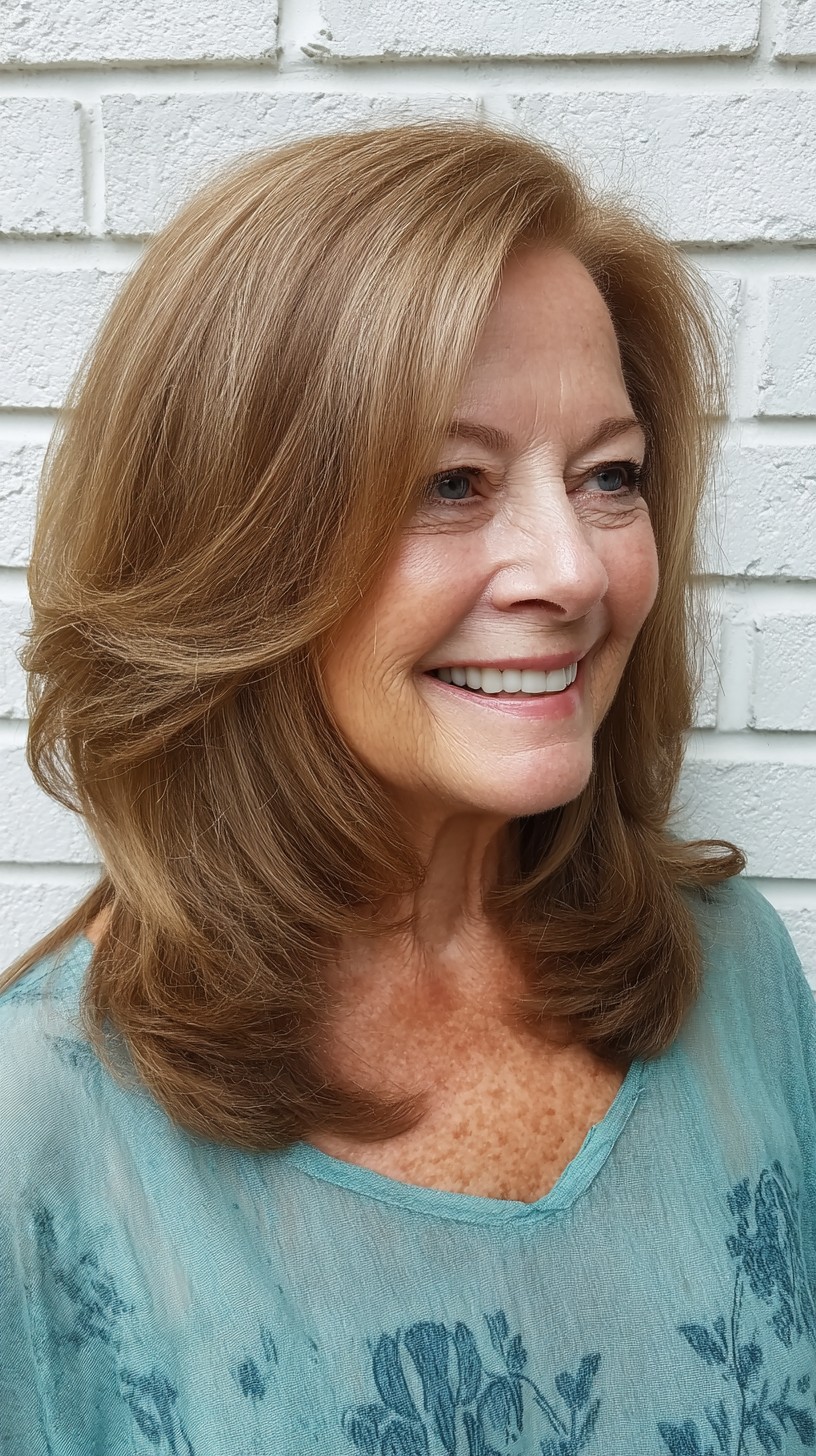 Soft Caramel Swirls on Mid-Length Cut
