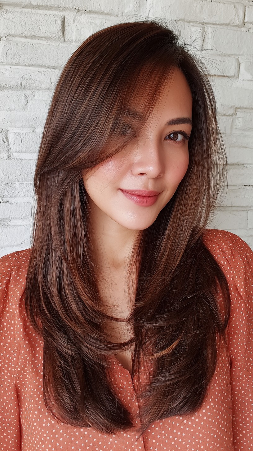 Subtle Chestnut Layers with Soft Feathering