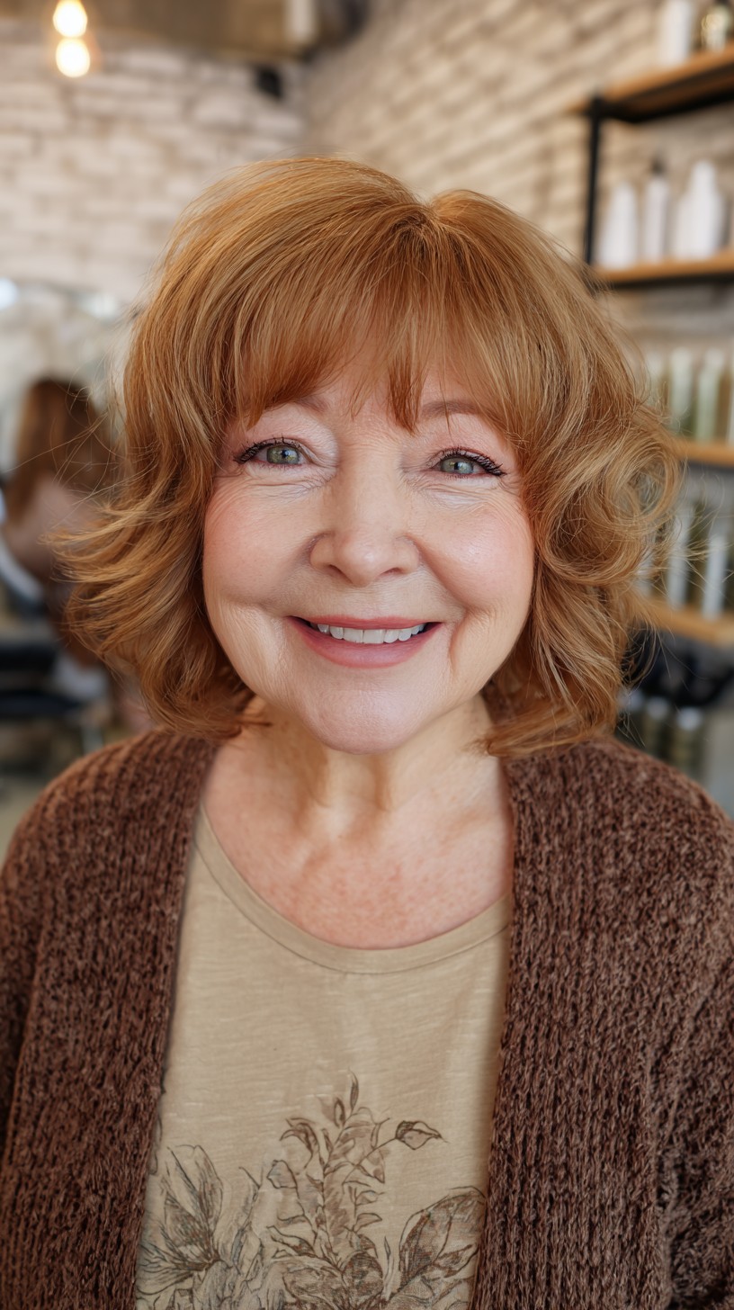 Warm Auburn Tousled Bob for Mature Women