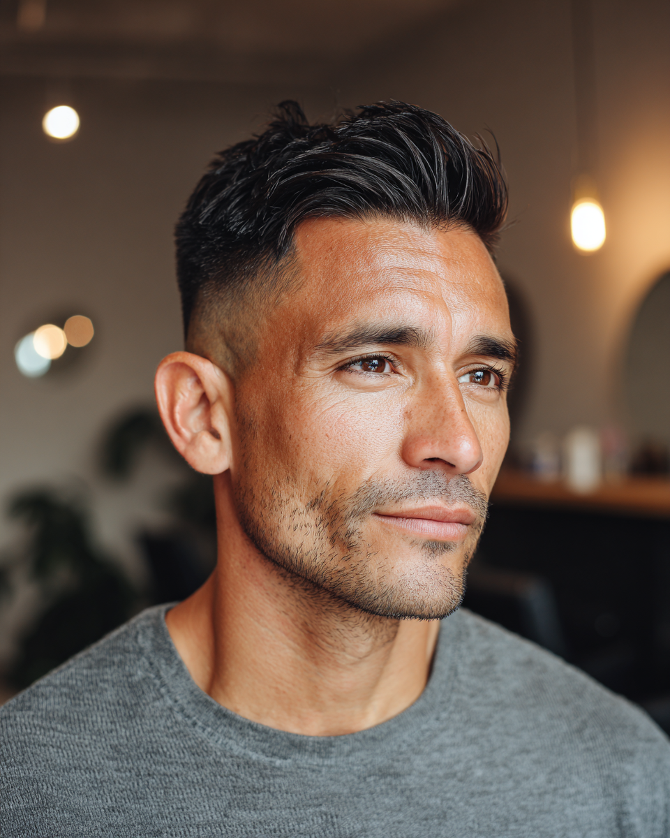 Bold Mid Taper Fade with Textured Top