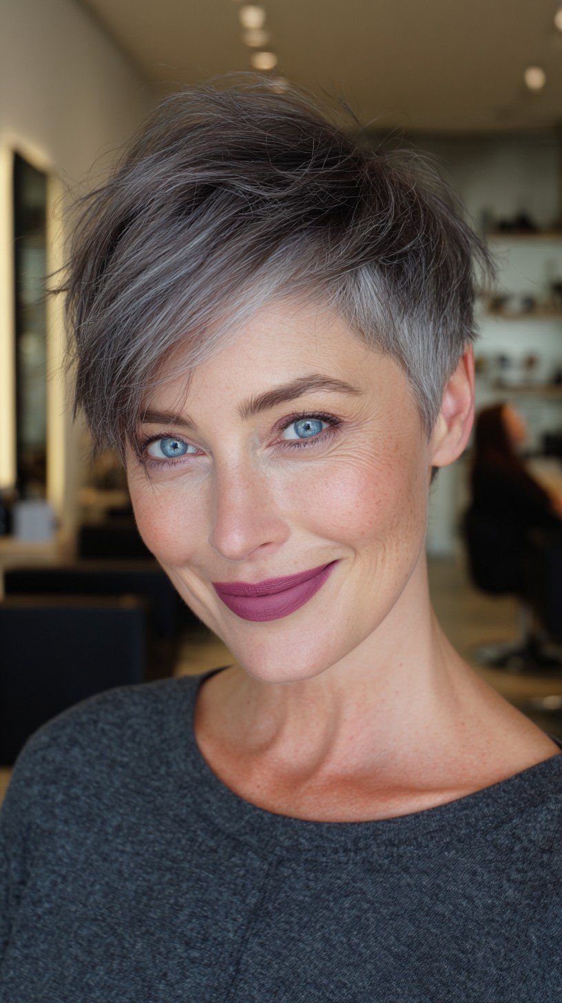 Chic Silver Pixie with Textured Top