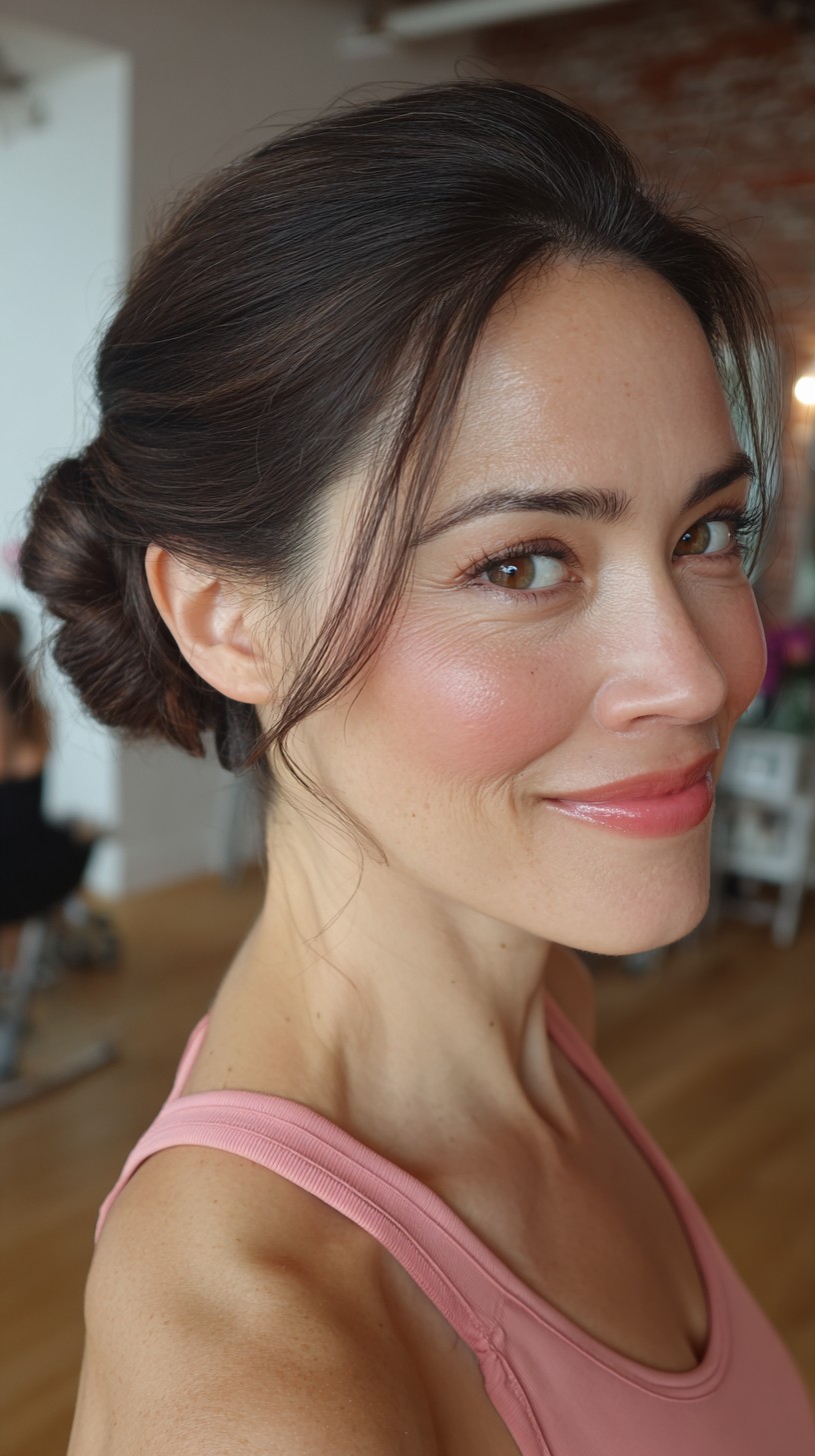 Elegant Low Chignon with Soft Wisps
