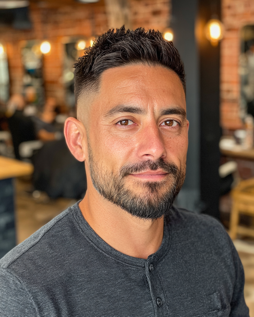Sharp Mid Taper Fade with Textured Top