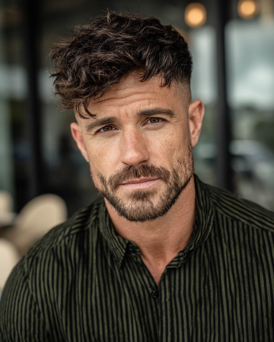 Textured Mid Taper Fade with Natural Curls