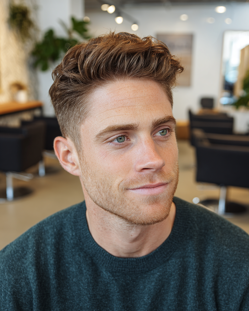 Textured Mid Taper Fade with Soft Waves