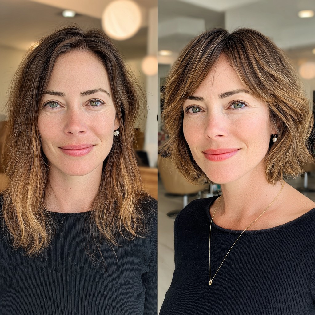 Textured Wavy Bob with Side-Swept Bangs